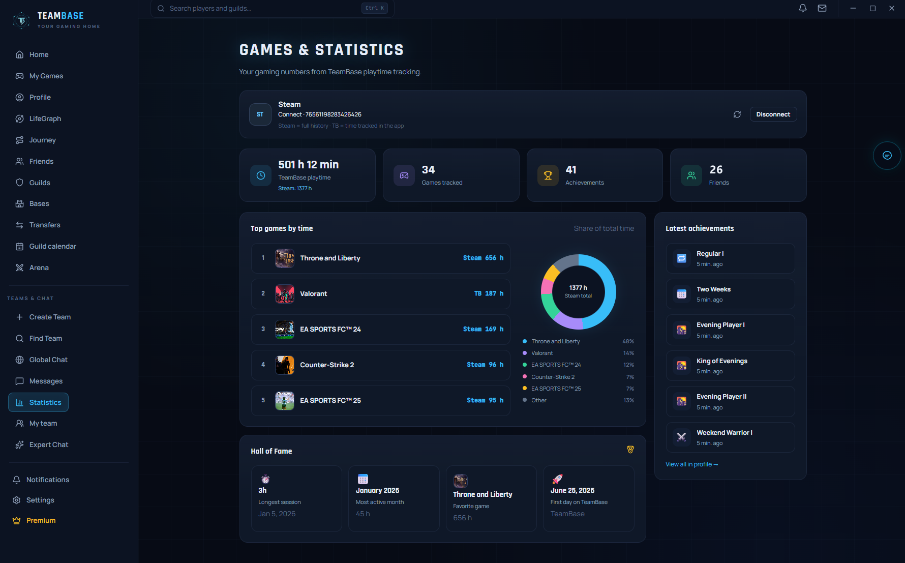 TeamBase — Games & Statistics