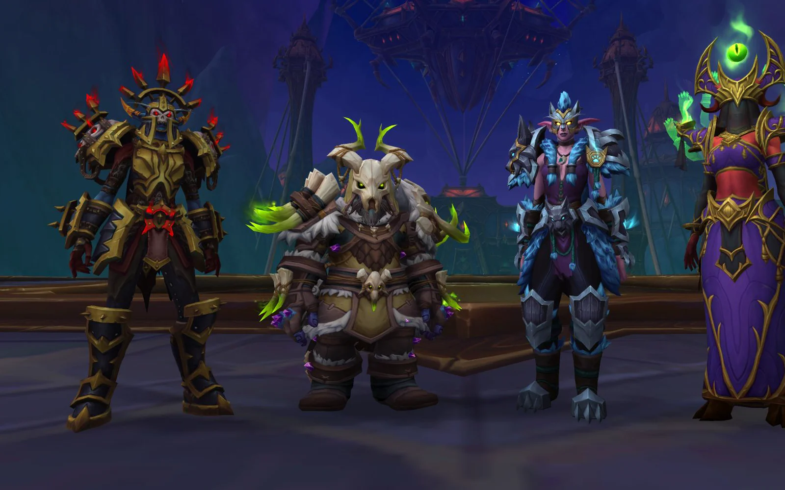 Queen Ansurek, poslední boss raidu Nerub-ar Palace, ve World of Warcraft, vpravo karta po hře se seznamem zabitých bossů
